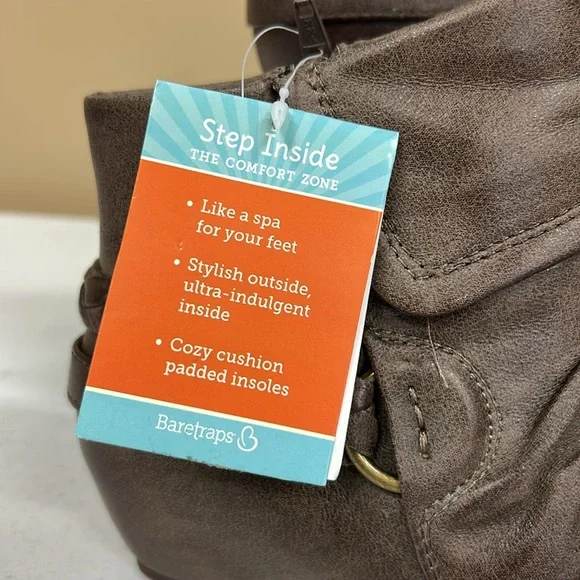 BareTraps Brown Ankle Booties with Ruched Design NEW. 8M - Picture 11 of 16